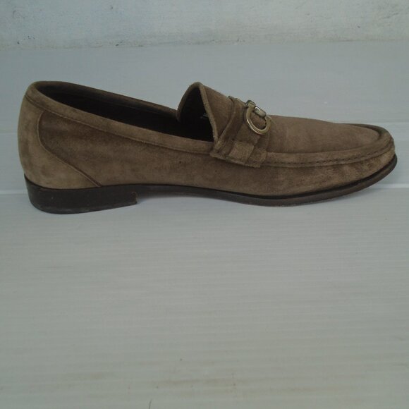 Salvatore Ferragamo Horsebit Suede Loafer Shoes TN 13894 Mens Size 9.5 D Brown main image 5